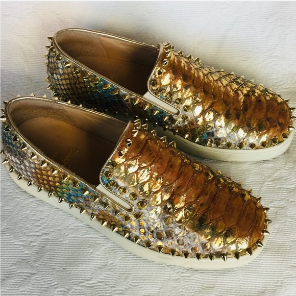 Louboutin Gold Python Boat Shoe - Picture 4 of 8